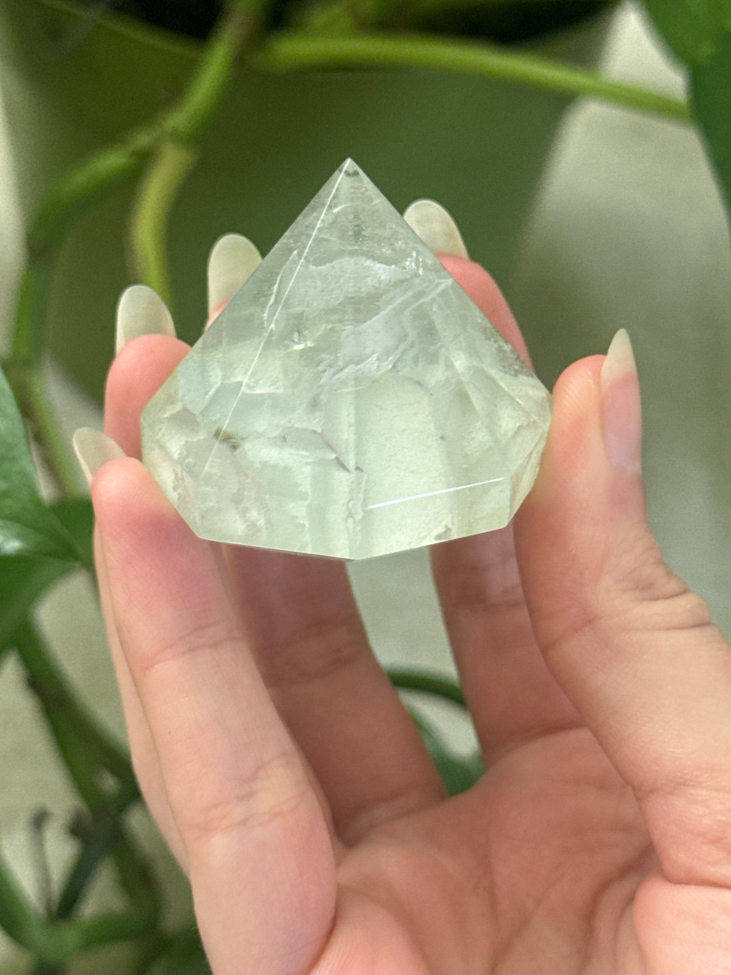 Green Fluorite Diamond With Unique Inclusions