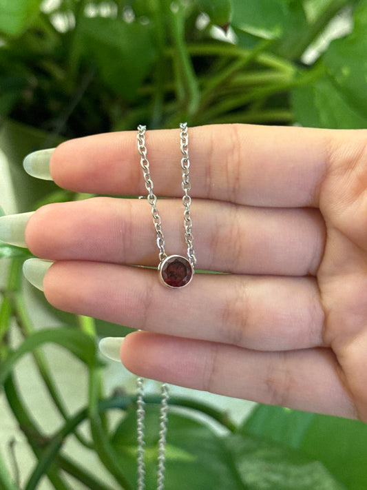 925 Garnet Circle Necklace