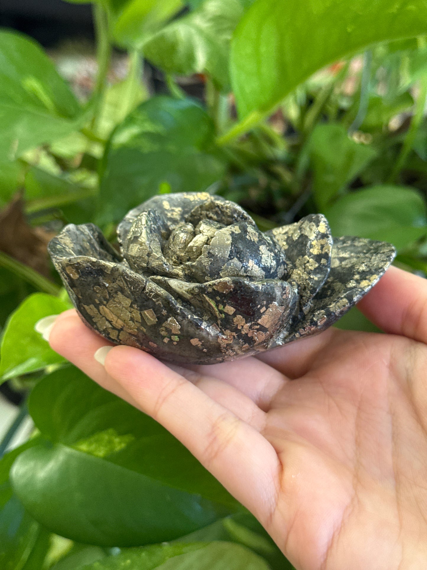 Hand Carved Pyrite Rose A