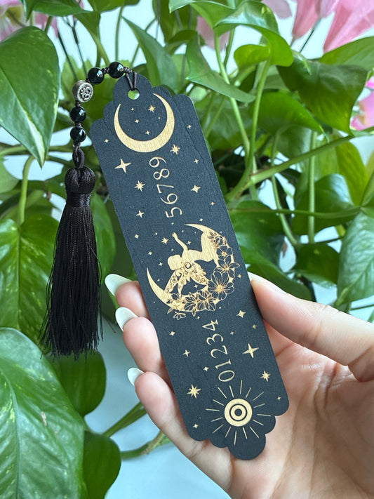 Black Fairy Wood Bookmark | You Pick Material