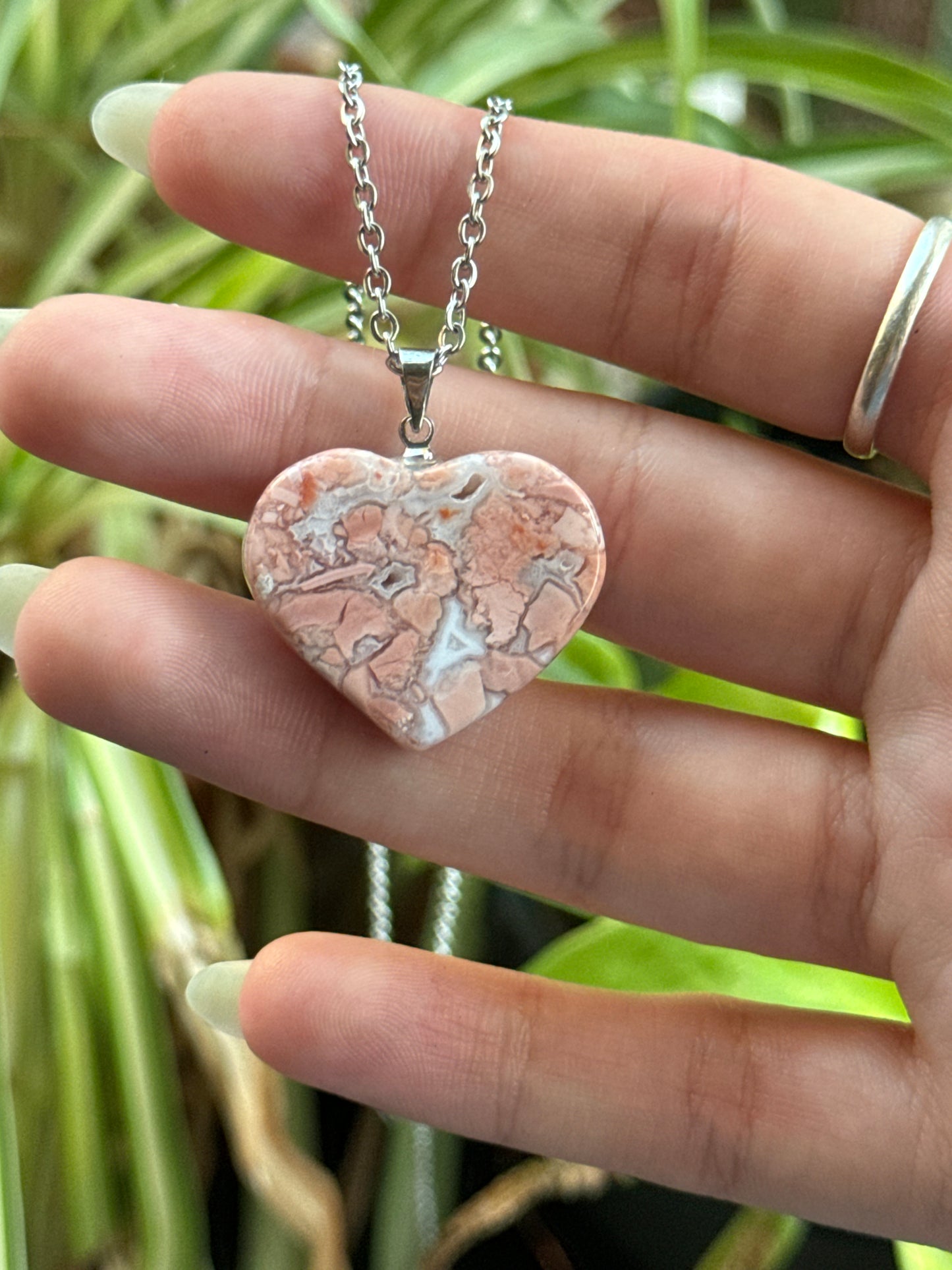 Cotton Candy Agate Heart Necklace | You Pick