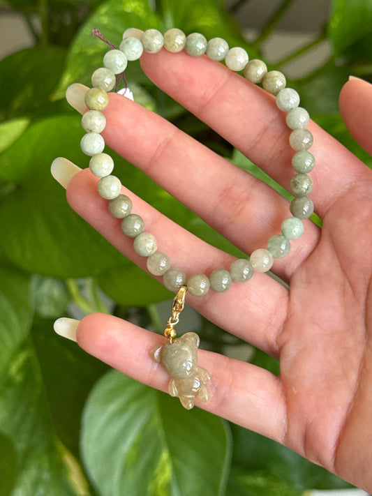 Light Jade Teddy Bear Bracelet