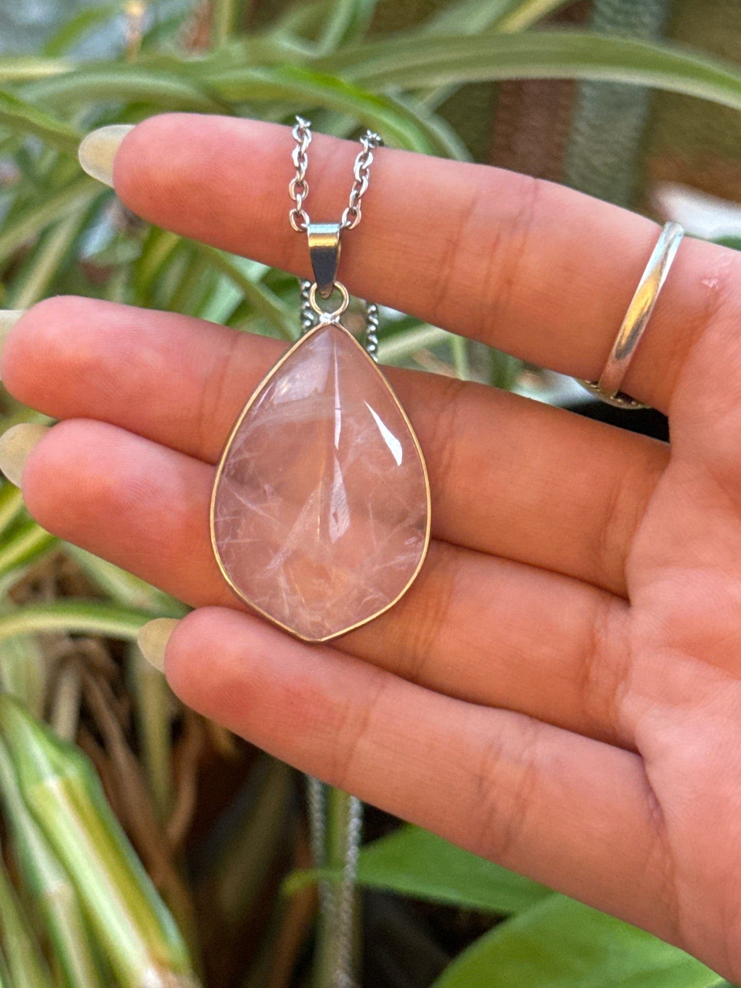 Clear Rose Quartz Faceted Necklace