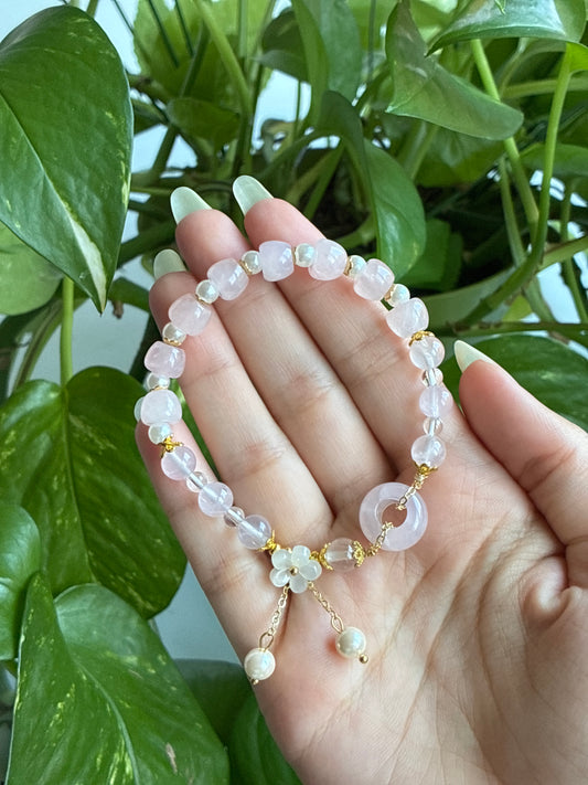 Rose Quartz and Pearl Bracelet