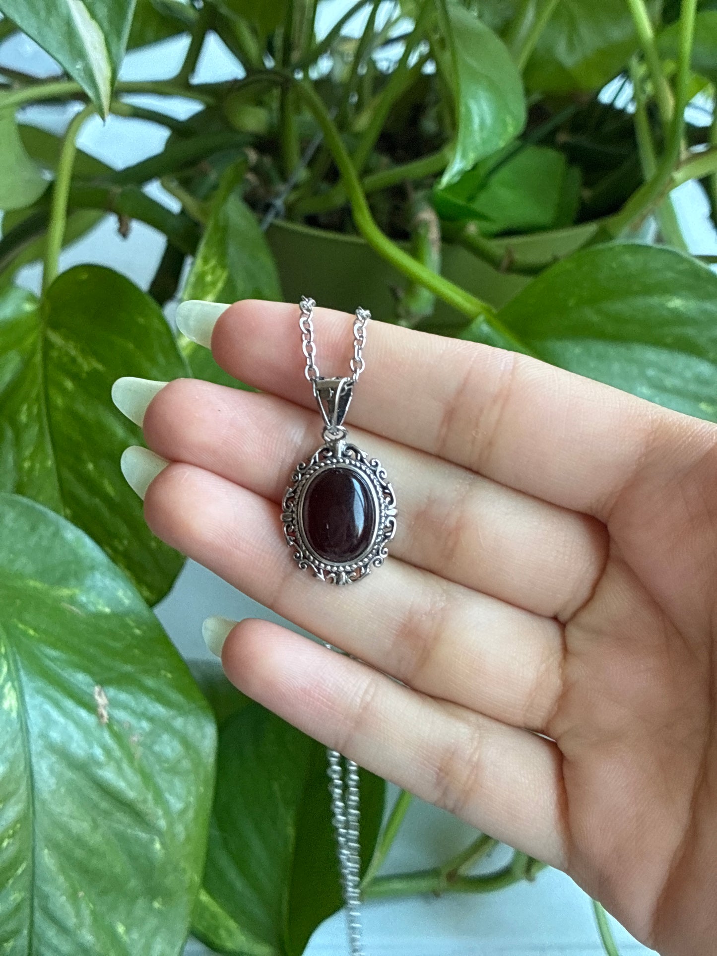 Red Amber Vintage Style Necklace