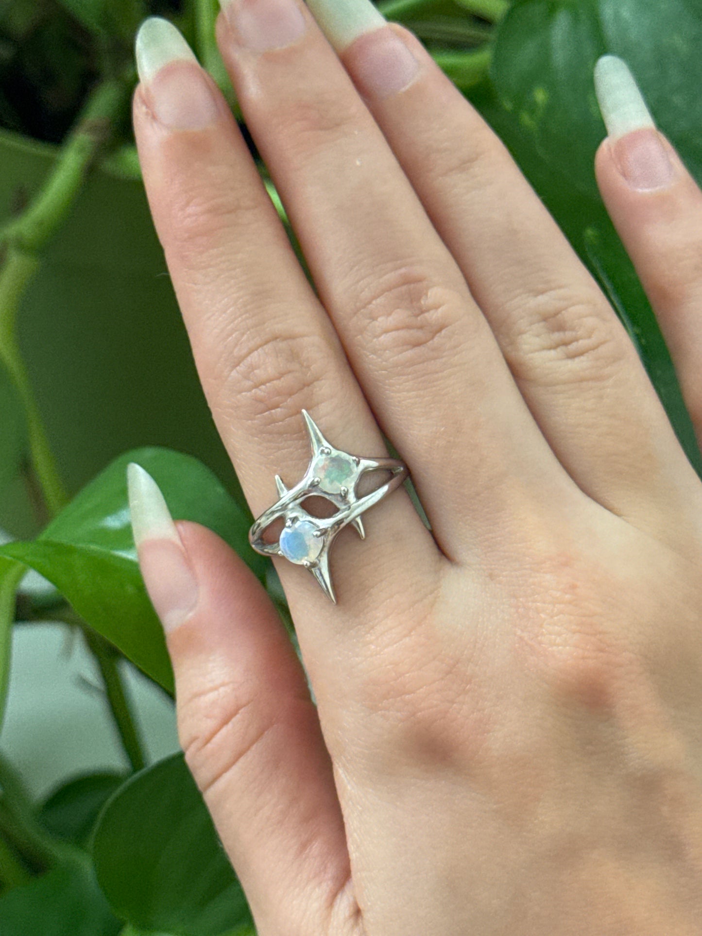 SUPER Flashy Ethiopian Opal Double Sparkle 925 Silver Adjustable Ring