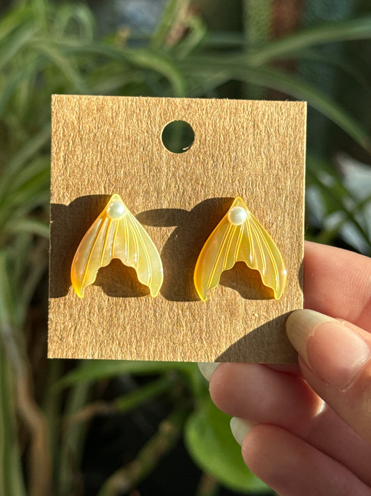 Yellow Shell 925 Silver Earrings