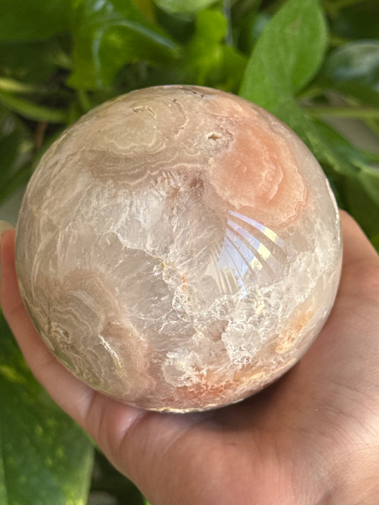 Pink Amethyst & Flower Agate Sphere 85mm