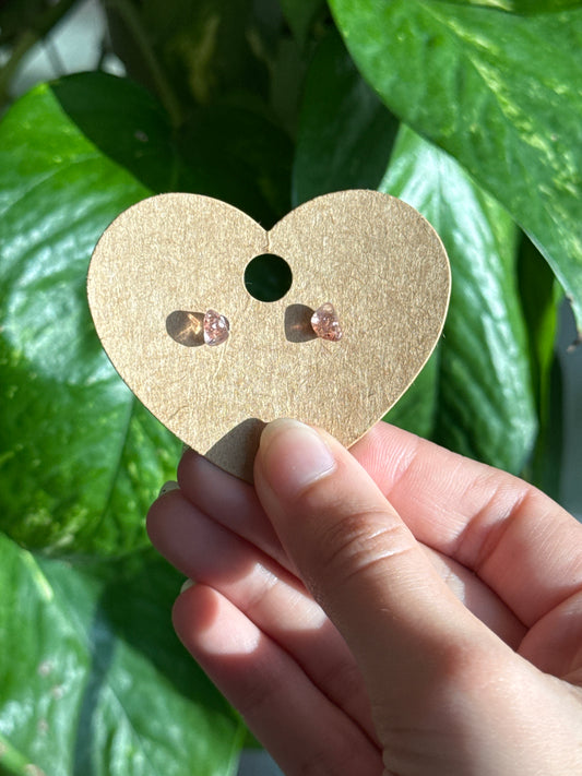 Strawberry Quartz Freeform Stud Earrings