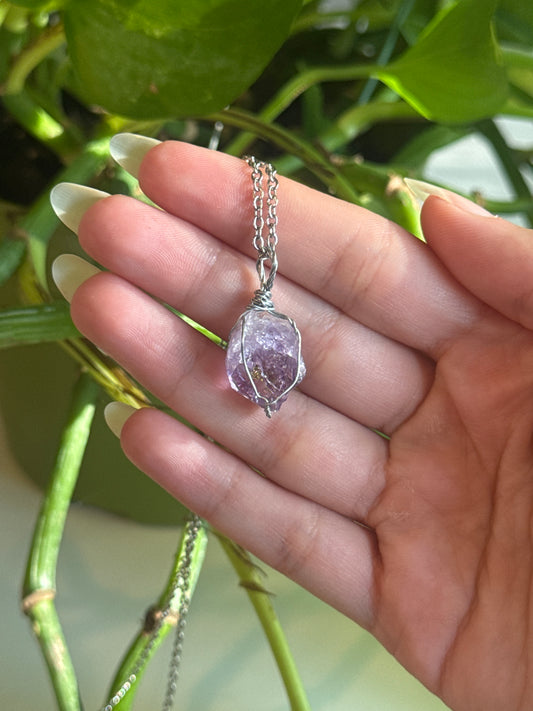 Amethyst Specimen Wire Wrapped Necklace
