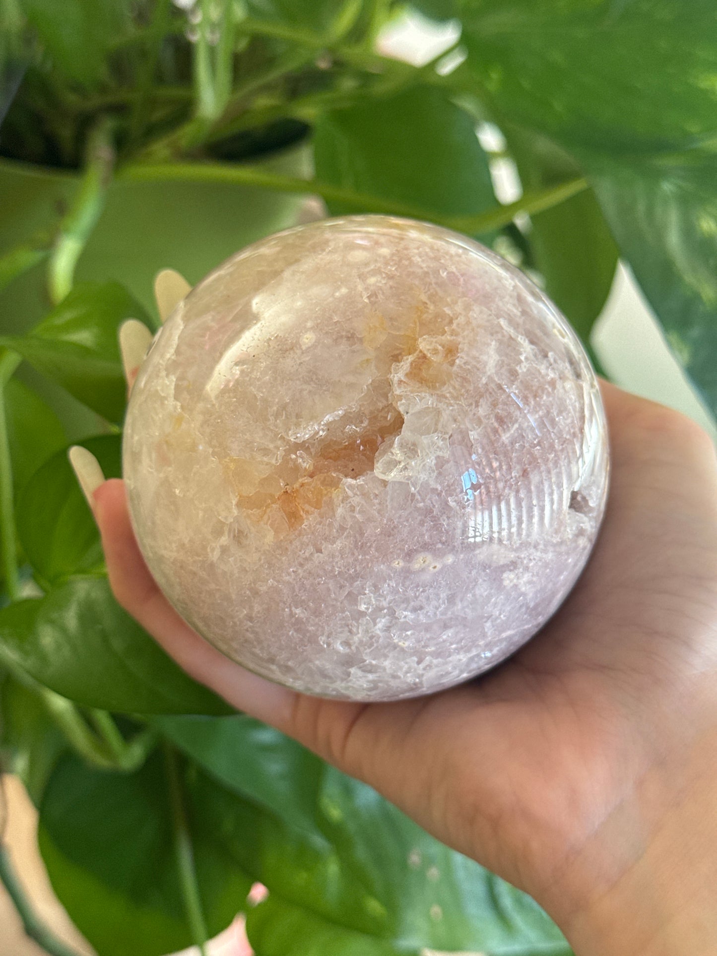 Dreamy Pastel Pink Amethyst & Flower Agate & Quartz Sphere