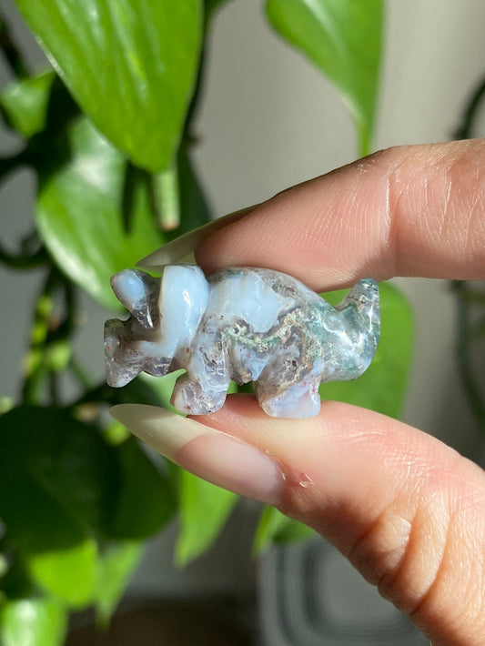 Moss Agate Dino - Intuitively Picked