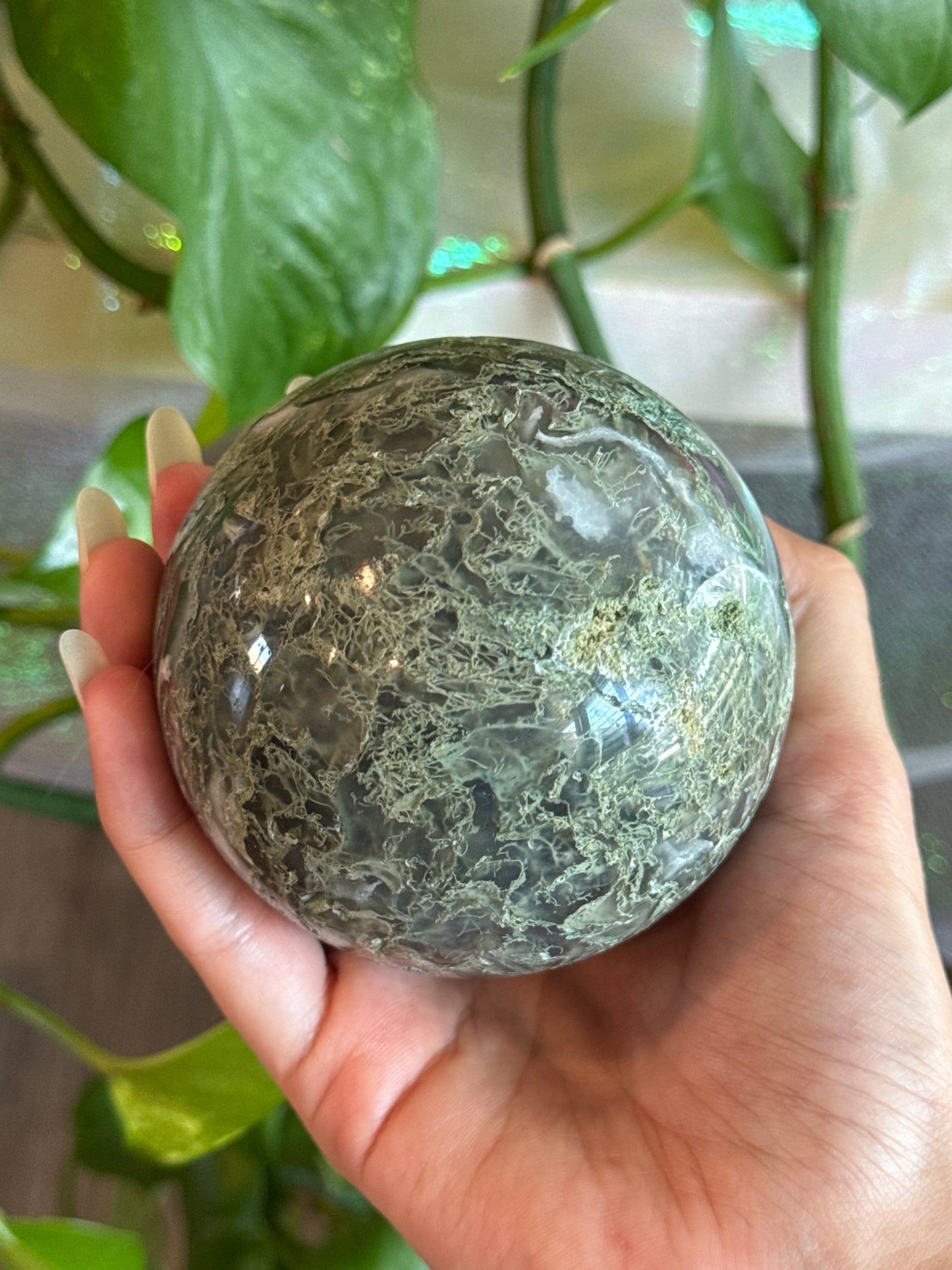 Large High Grade Moss Agate Sphere