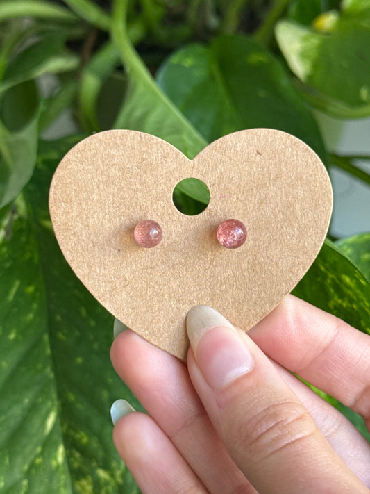 Strawberry Quartz Stud Earrings