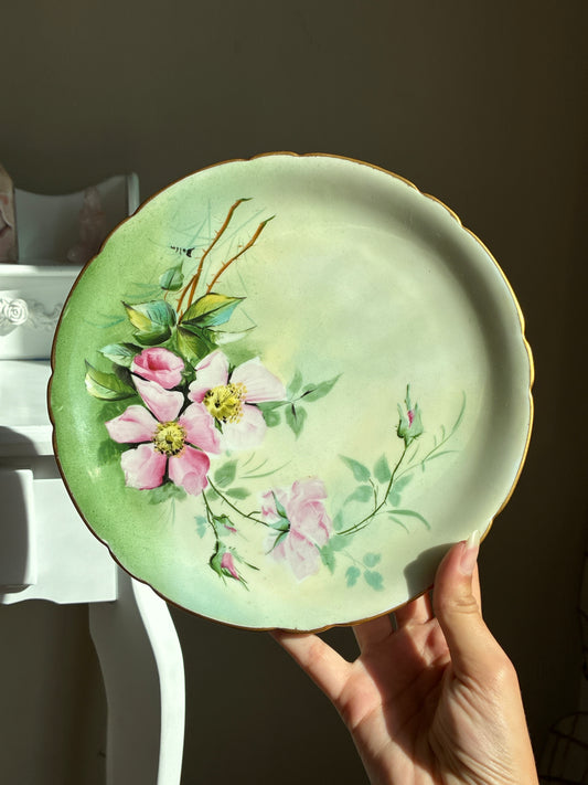 Large Pink Flower with Green Ombre Plate