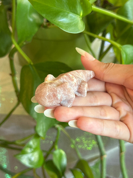 Pink Opal Axolotl Carving