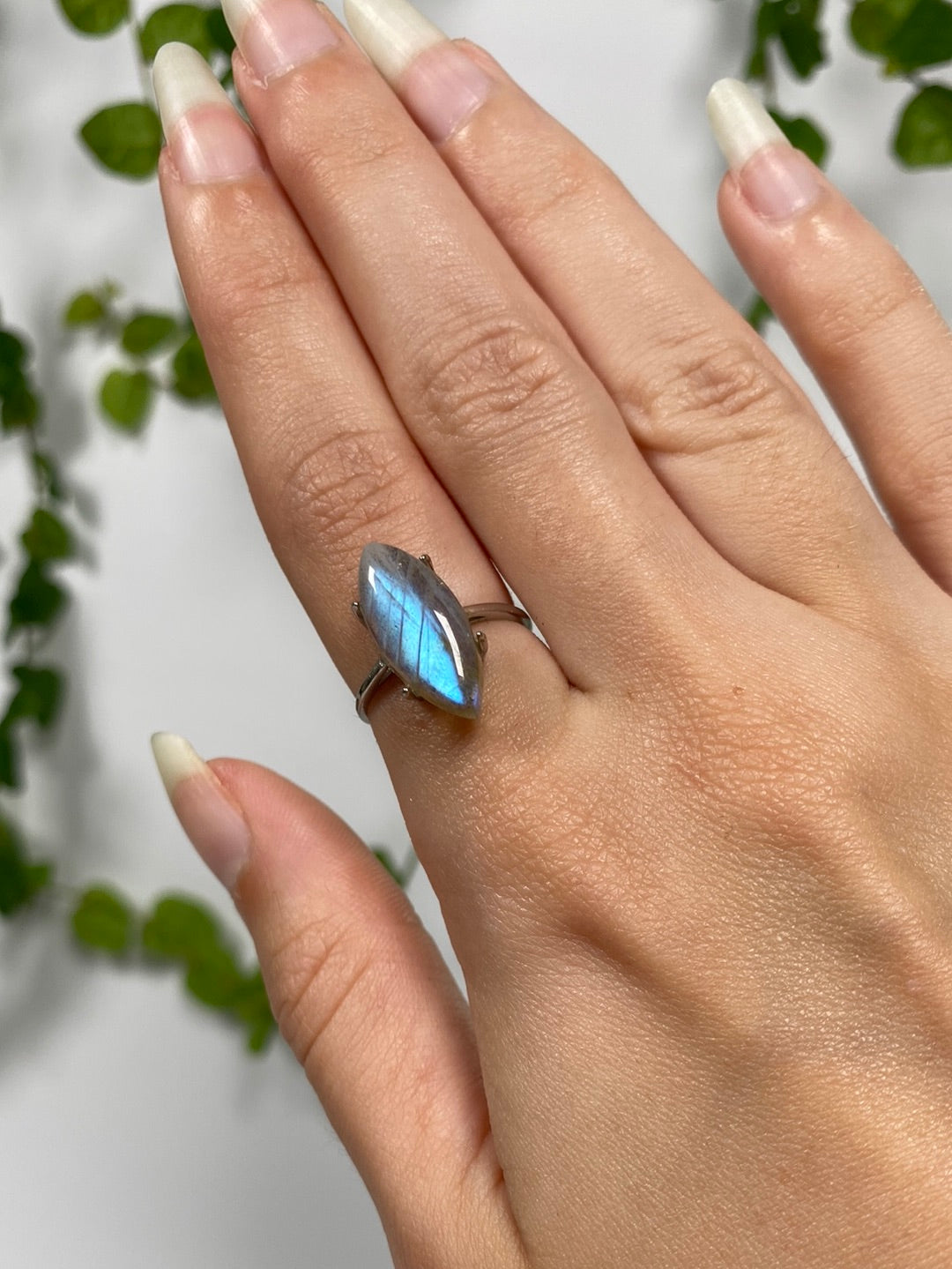 Blue Labradorite 925 Adjustable Ring