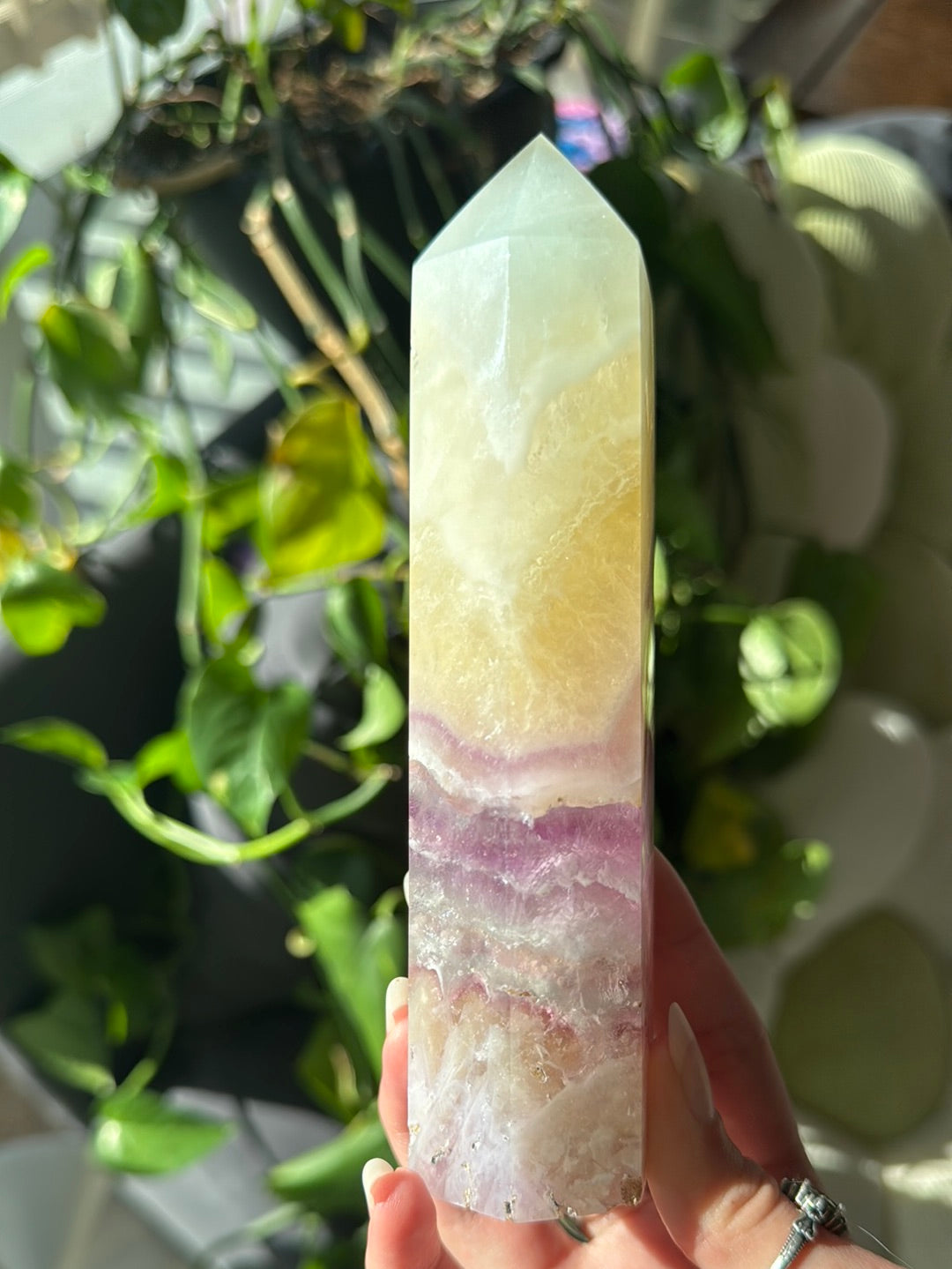 Large Unique Candy/Snowflake Fluorite Tower