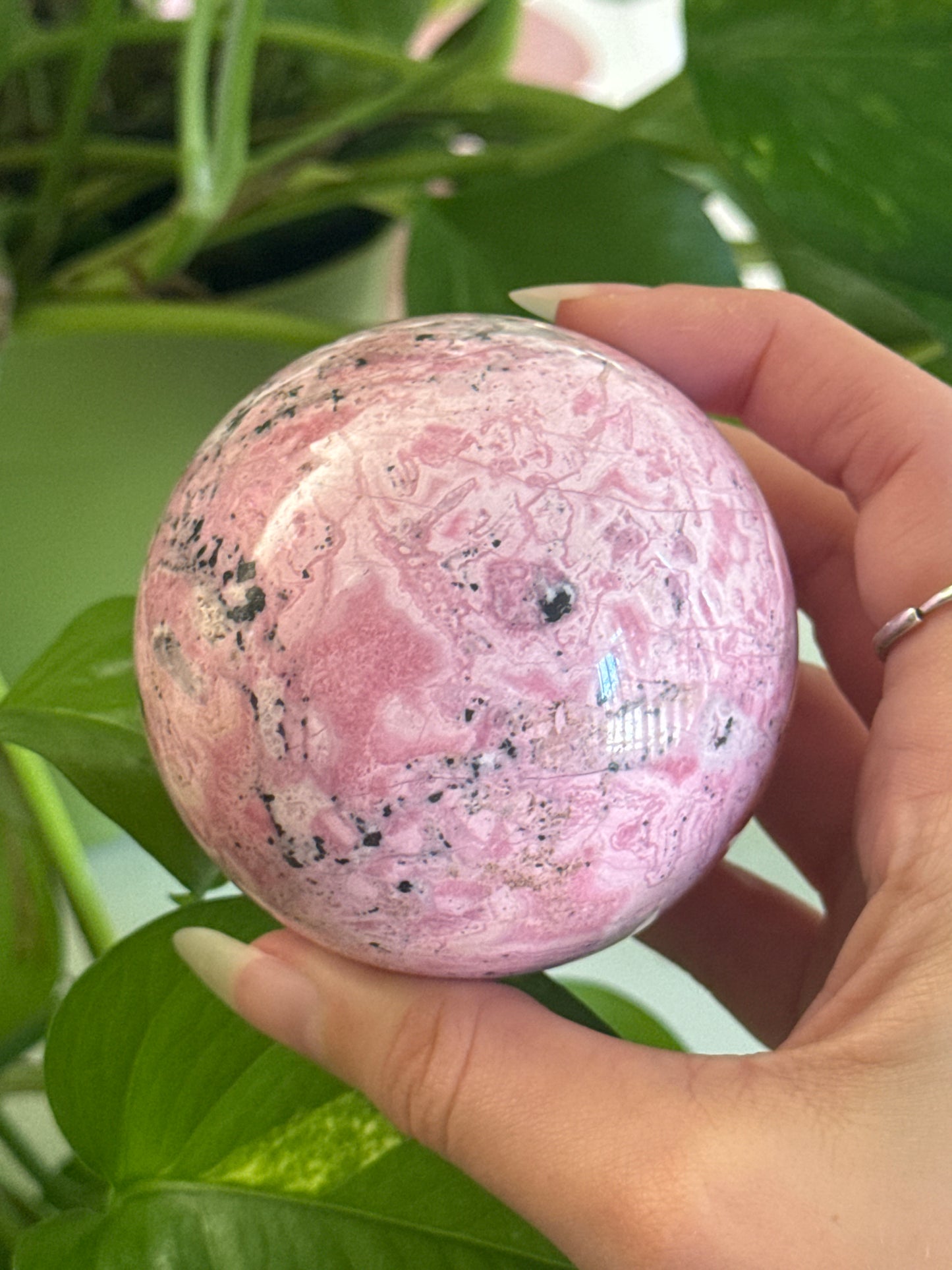 Bubblegum Rhodonite Sphere