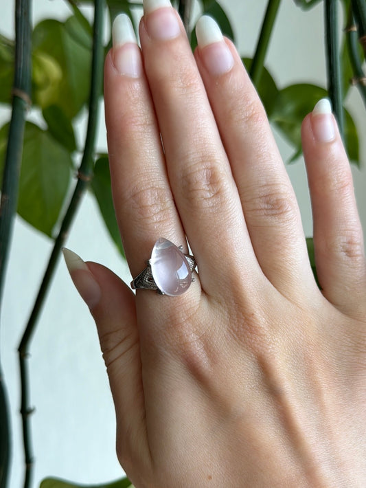 Star Flash Rose Quartz Adjustable Ring