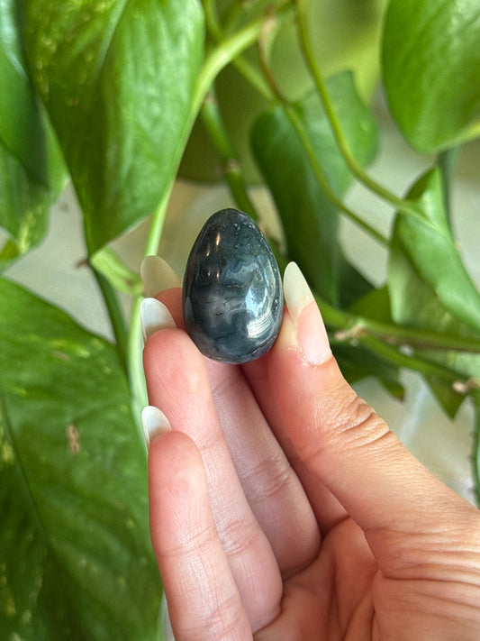 Moody Moss Agate Egg