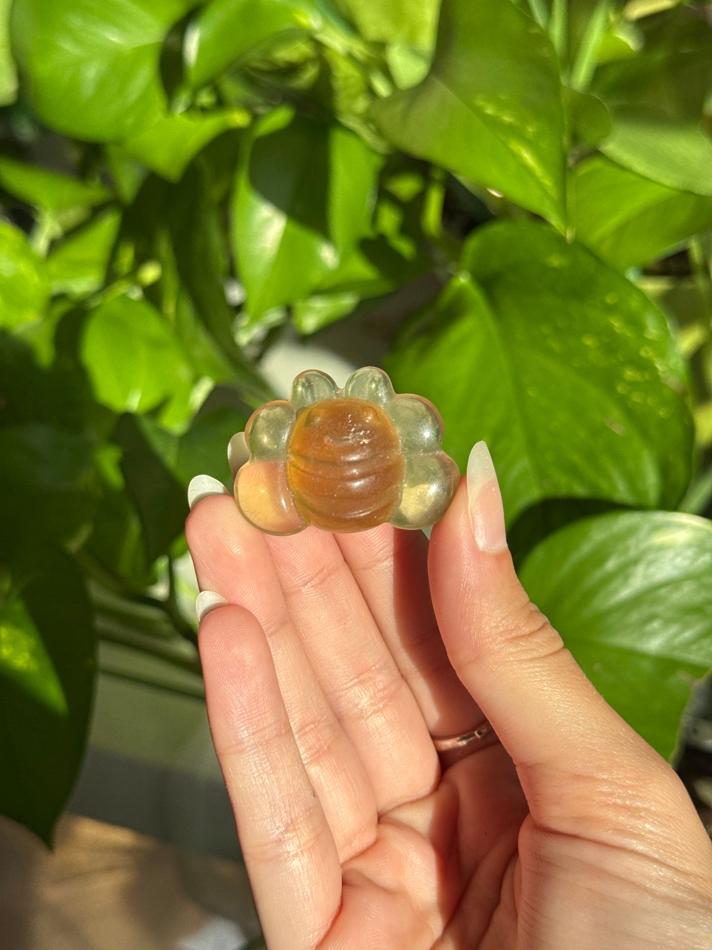 Yellow Fluorite Honey Bee Carvings