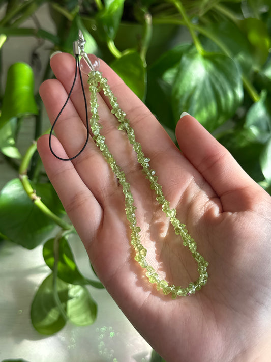 Peridot & Clear Quartz Chip Phone Charm