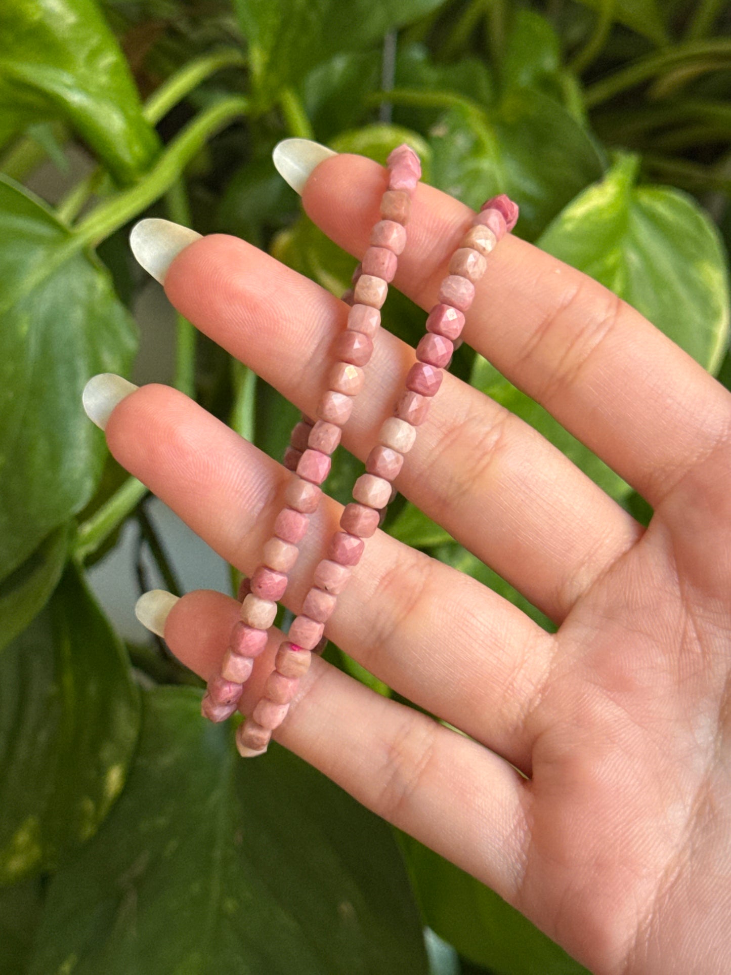 Pink Petrified Wood Faceted Bracelet