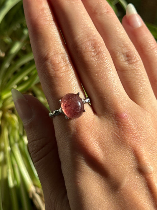 Strawberry Quartz Adjustable Ring