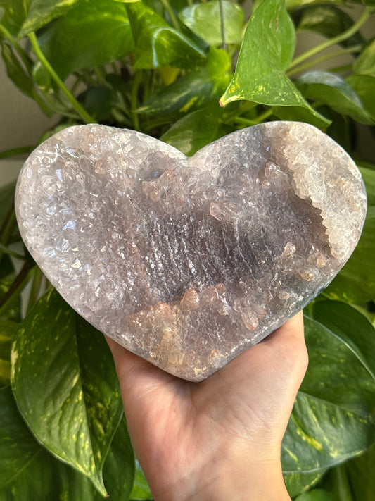 Large Galaxy Amethyst Geode Heart