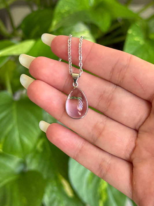Clear Amethyst Teardrop Necklace