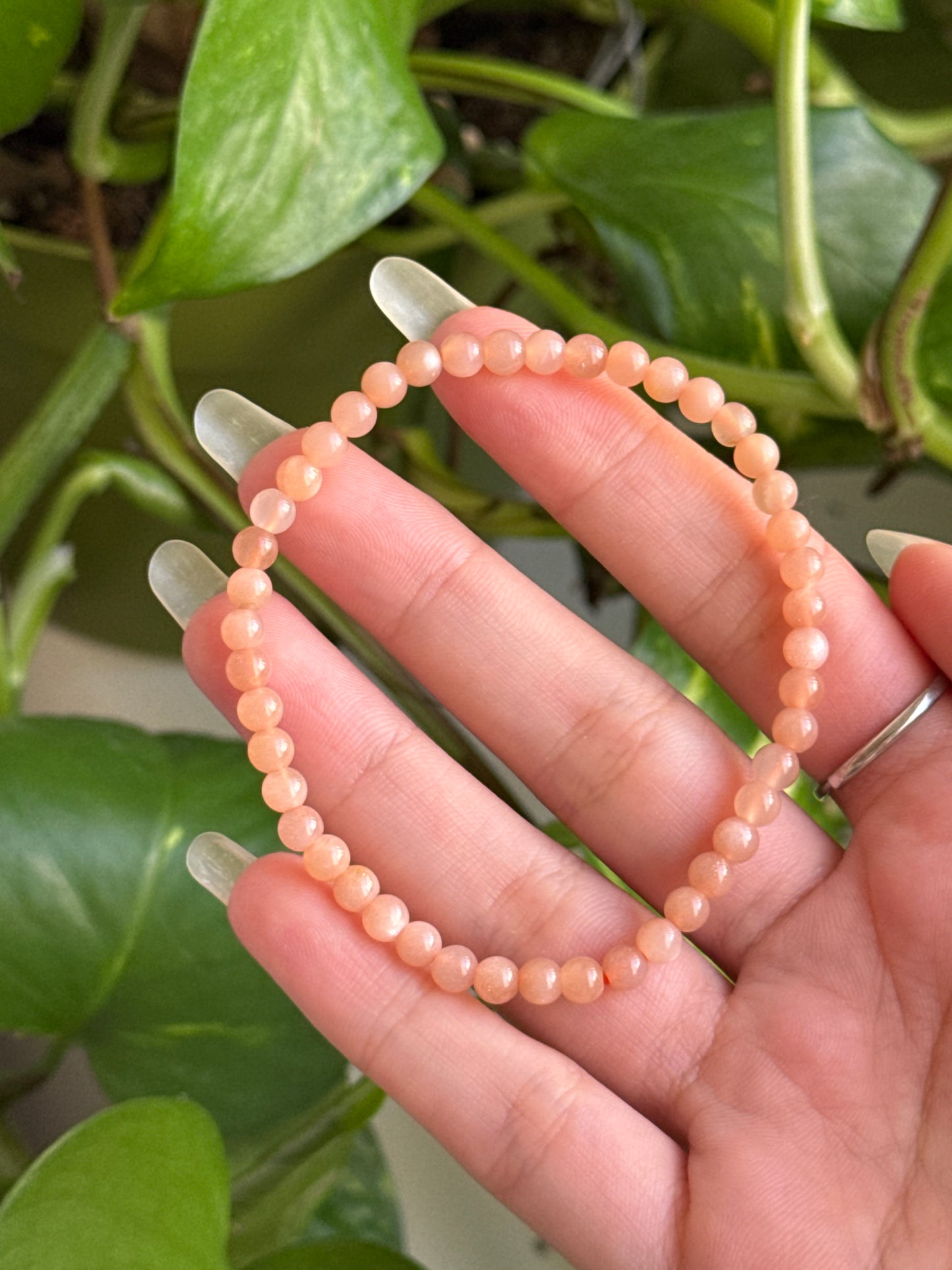 Peach Moonstone Dainty Bracelet