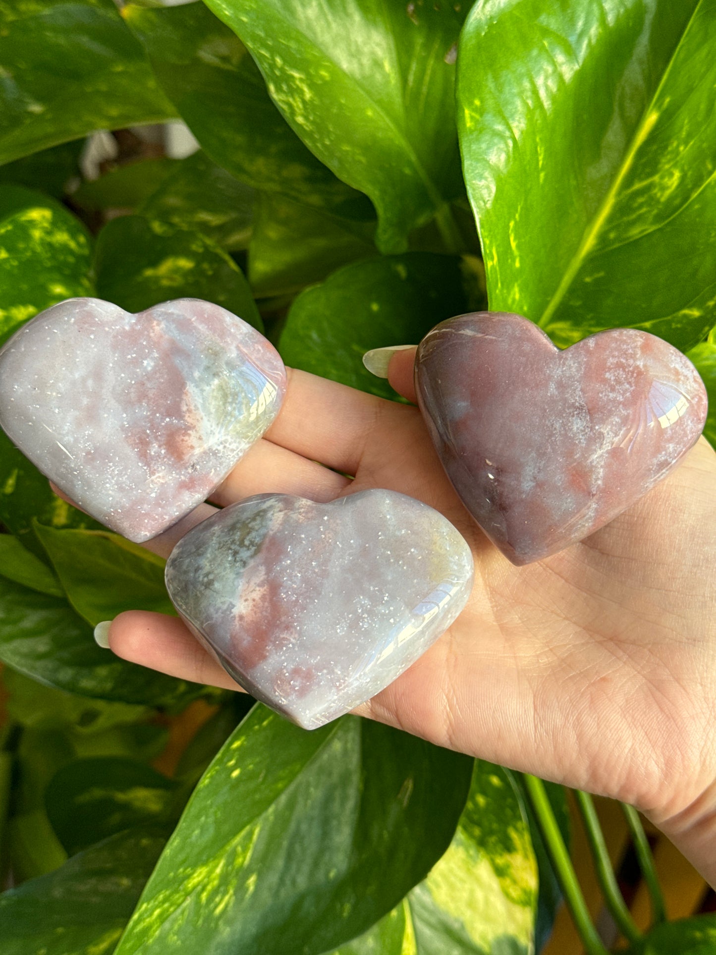 Purple Pastel Sea Jasper Chubby Heart