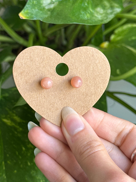 Peach Moonstone Stud Earrings