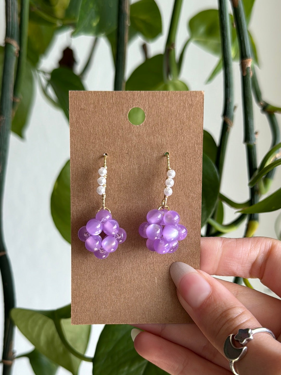 Cats Eye Grape Earrings