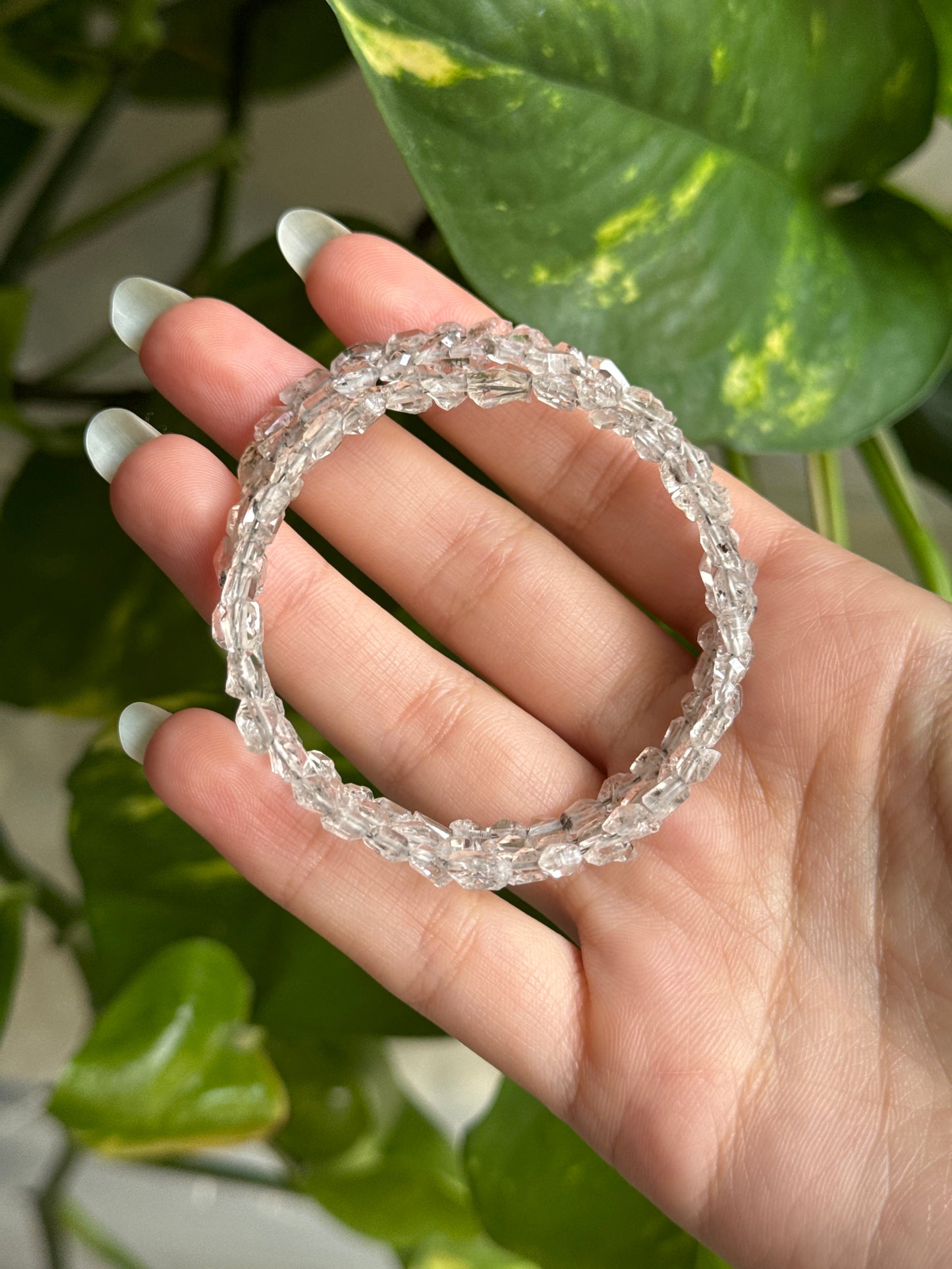 Herkimer Diamond Triple Stack Bangle Bracelet