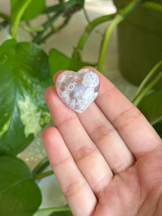 Flower Agate Heart Mini