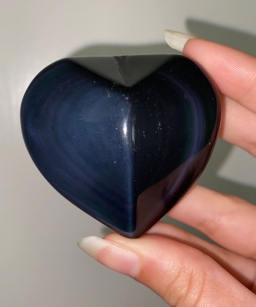 Rainbow Obsidian Faceted Heart