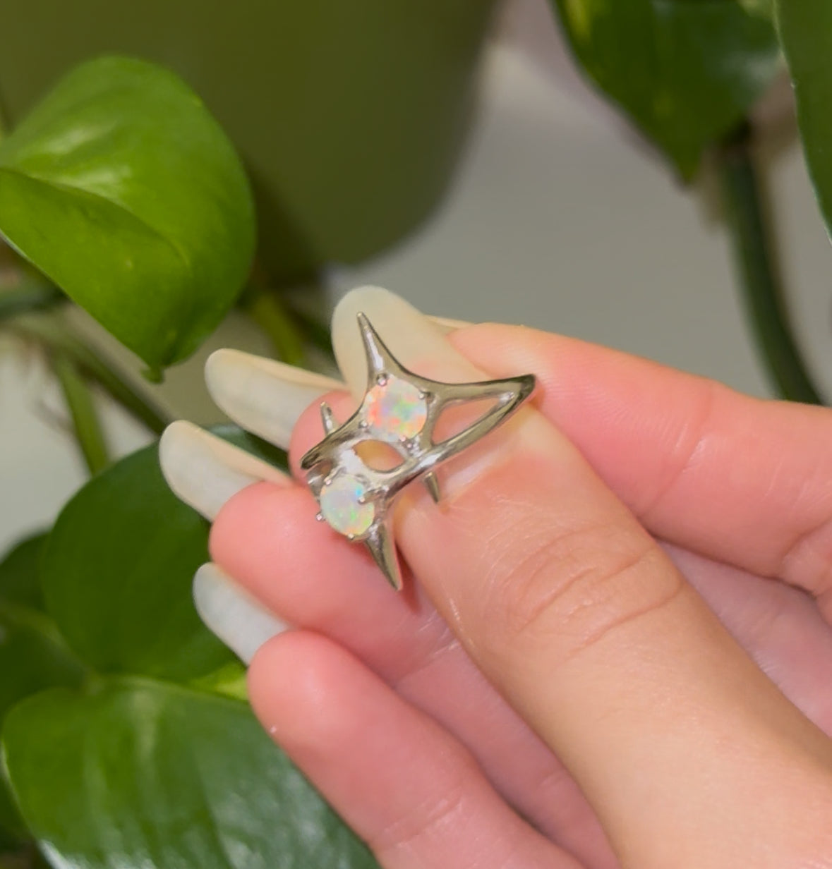 SUPER Flashy Ethiopian Opal Double Sparkle 925 Silver Adjustable Ring