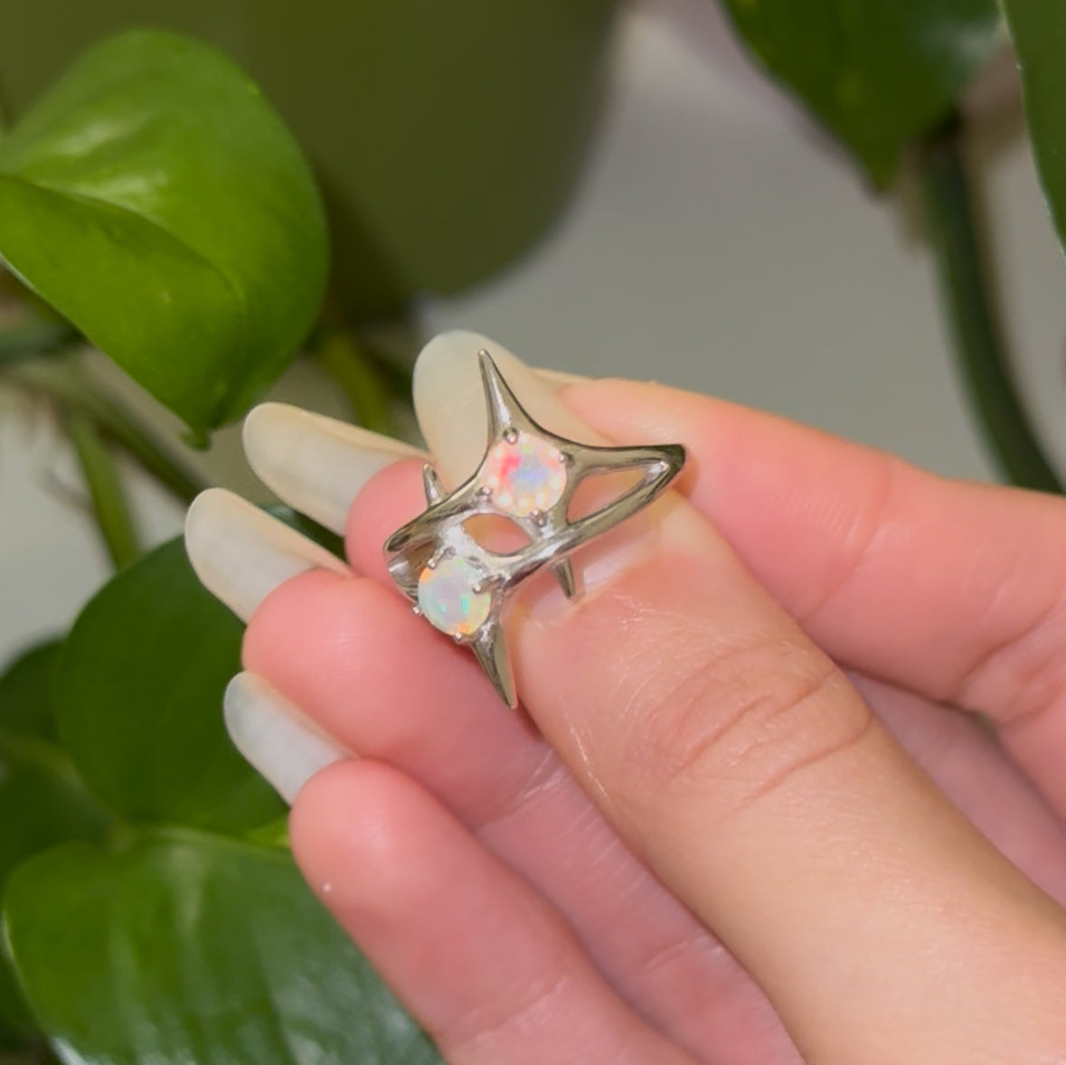 SUPER Flashy Ethiopian Opal Double Sparkle 925 Silver Adjustable Ring