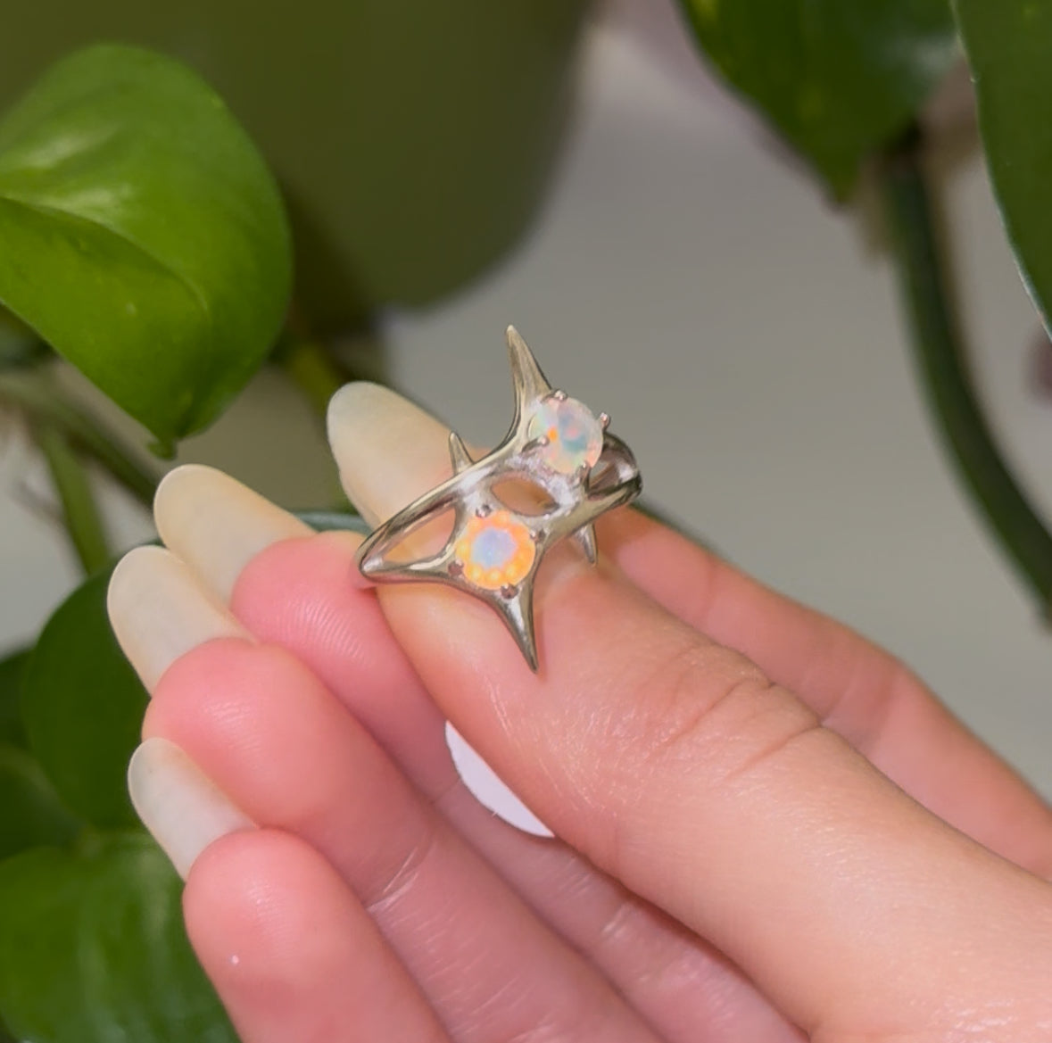 SUPER Flashy Ethiopian Opal Double Sparkle 925 Silver Adjustable Ring