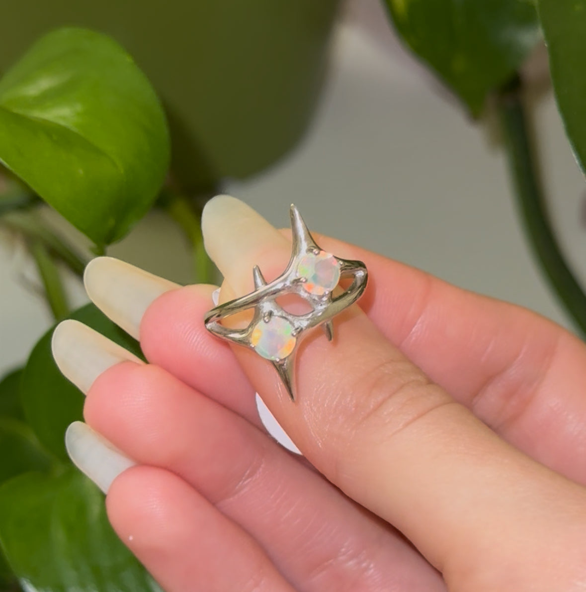 SUPER Flashy Ethiopian Opal Double Sparkle 925 Silver Adjustable Ring