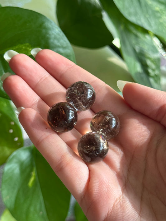 Smokey Quartz Mini Sphere with Rainbows