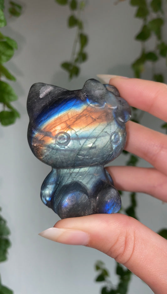 High Quality Rainbow Labradorite Large Hello Kitty