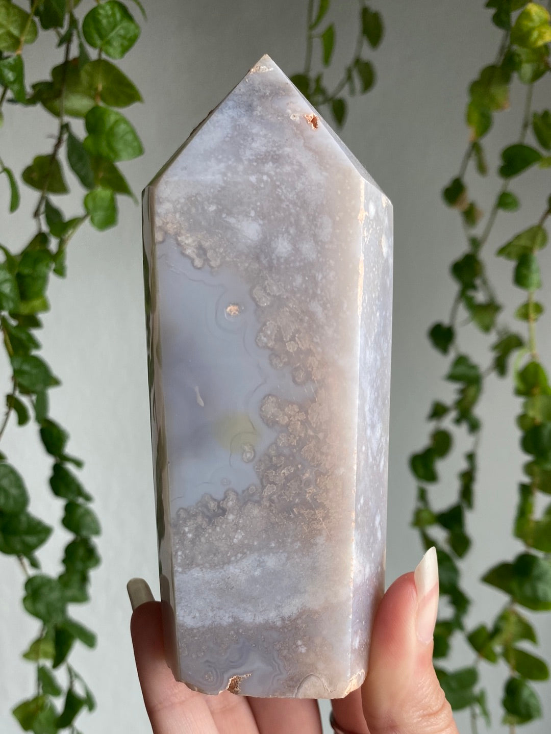 Large Pastel Pink Amethyst & Flower Agate Tower