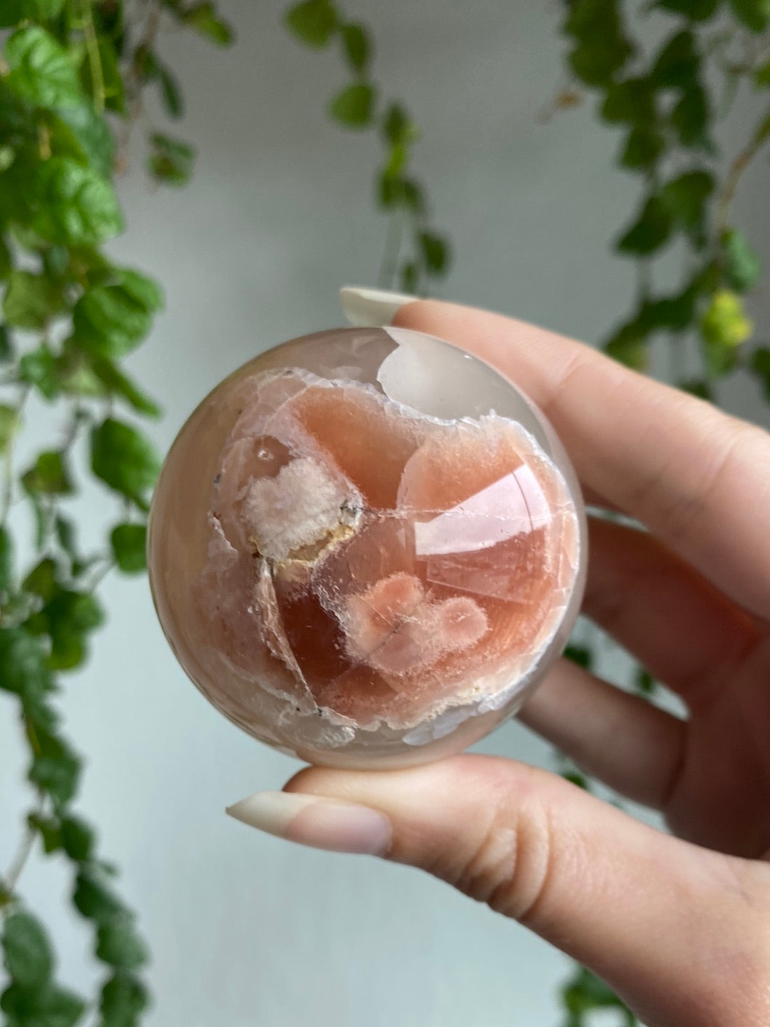 Druzy Carnelian Flower Agate Sphere