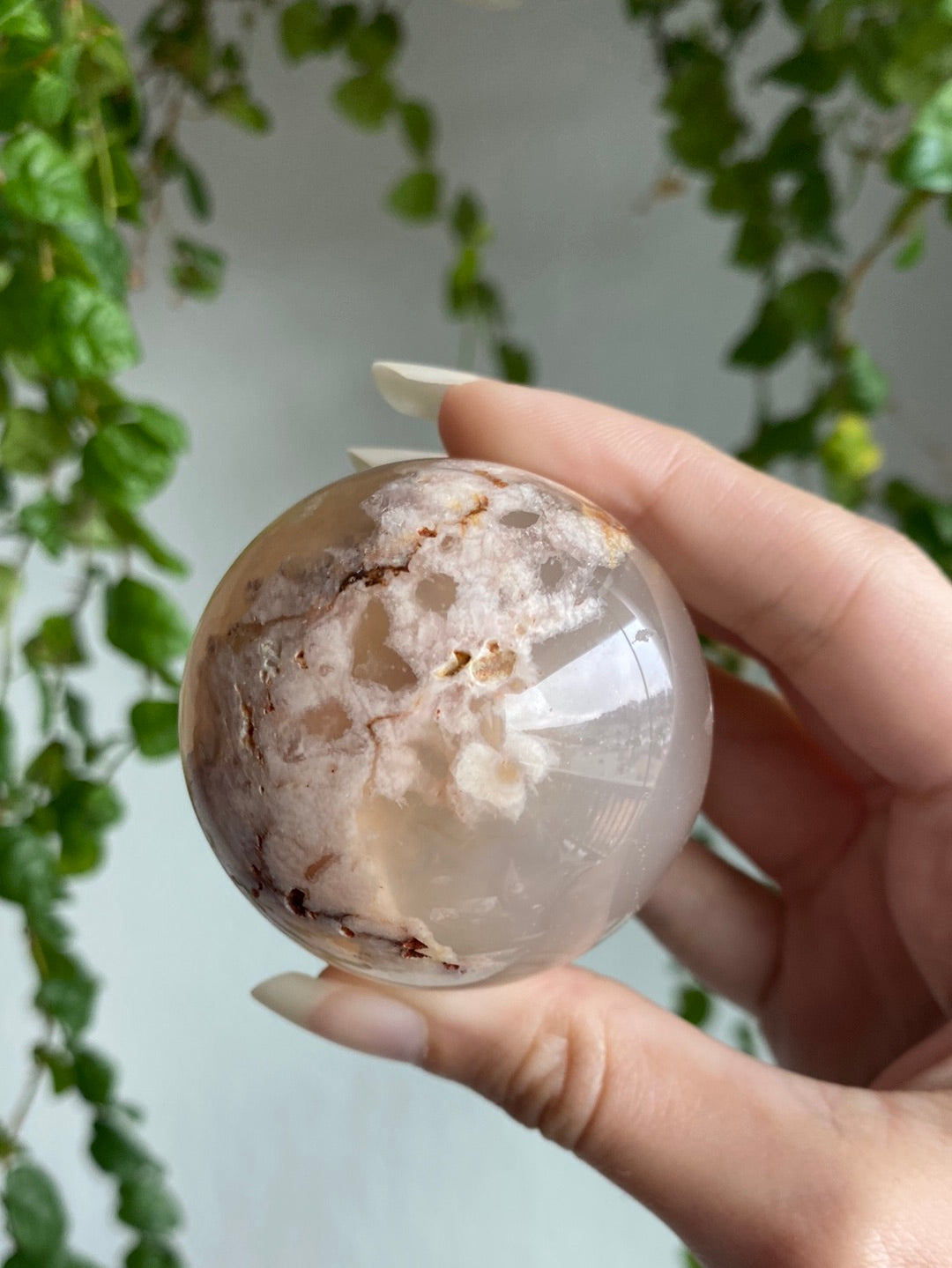 Druzy Carnelian Flower Agate Sphere